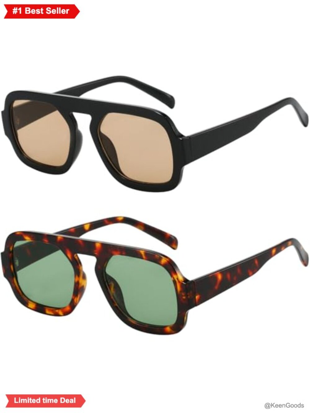 Square Aviator Sunglasses UV400 Protection Vintage Style